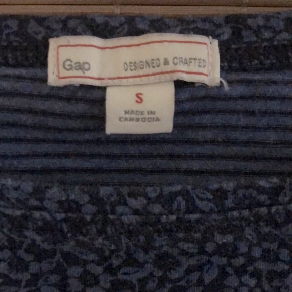 GAP Crop Top blue flowers stripes 100% cotton women’s size small - Picture 10 of 12